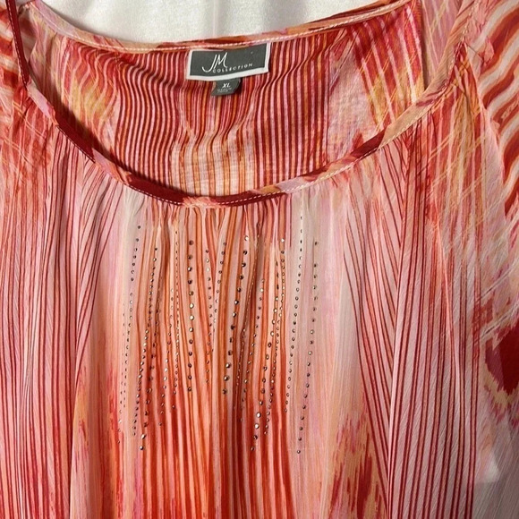 Top,blouse,women XL ,sheer overlay,sparkles,fairy,boho,colorful,flowy,flare EC - Picture 3 of 9